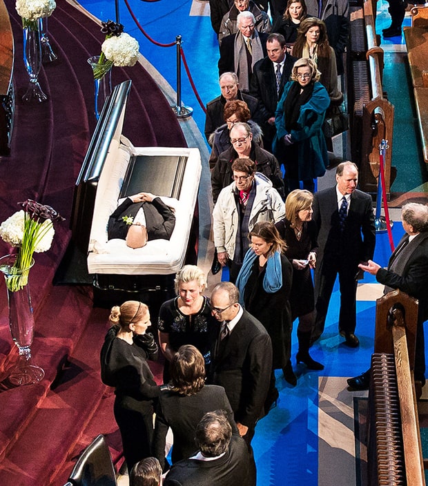 Celine Dion mourns husband René Angélil at open casket visitation
